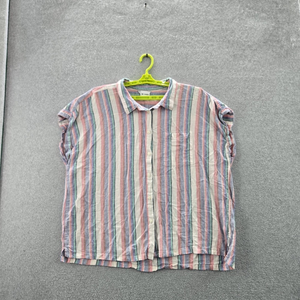 Orvis Wome Button Up Shirt XXL Multicolor Linen Rayon Striped Classic Collection